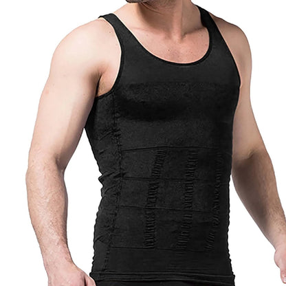 Mens Body Shaper Tights Vest Chest Compression Shirt Slim