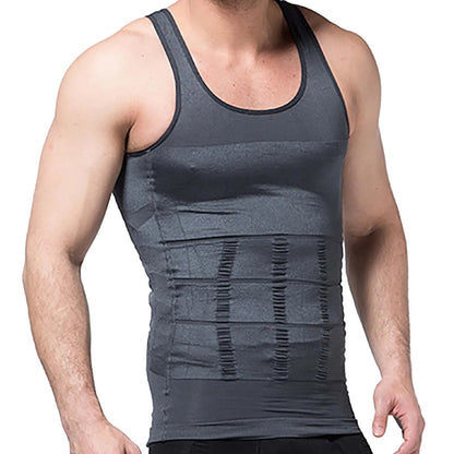 Mens Body Shaper Tights Vest Chest Compression Shirt Slim
