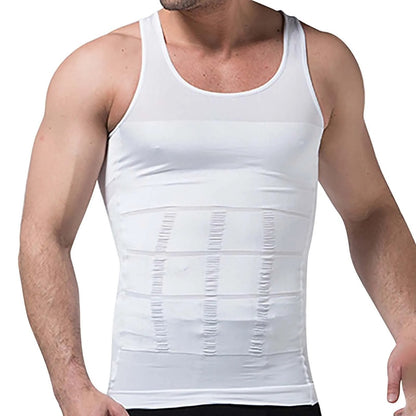 Mens Body Shaper Tights Vest Chest Compression Shirt Slim