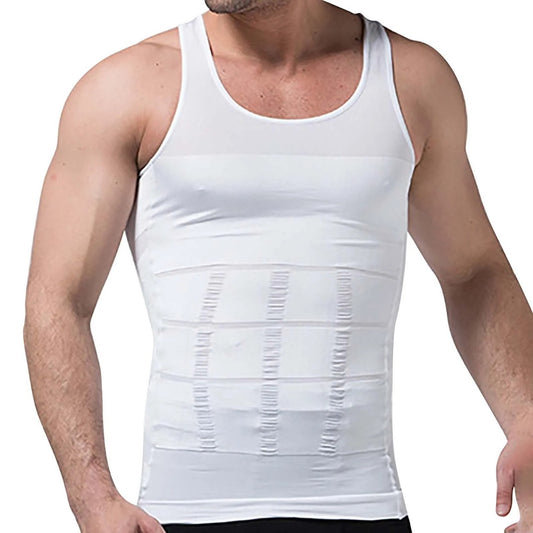 Mens Body Shaper Tights Vest Chest Compression Shirt Slim