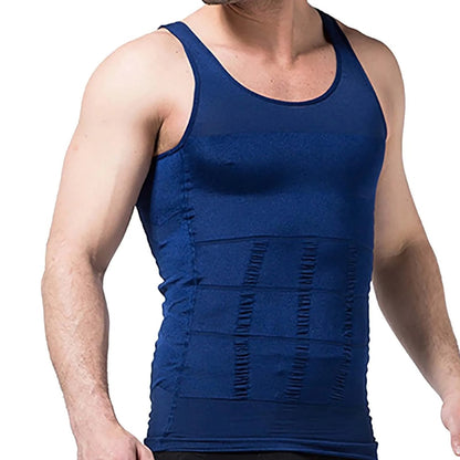 Mens Body Shaper Tights Vest Chest Compression Shirt Slim