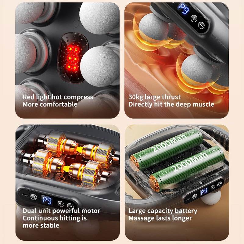 Deep Tissue Massage Gun 6 Heads Massager with 20 Levels 6 Massage Modes for Back Neck Leg Full Body Muscle Pain Relief Massager