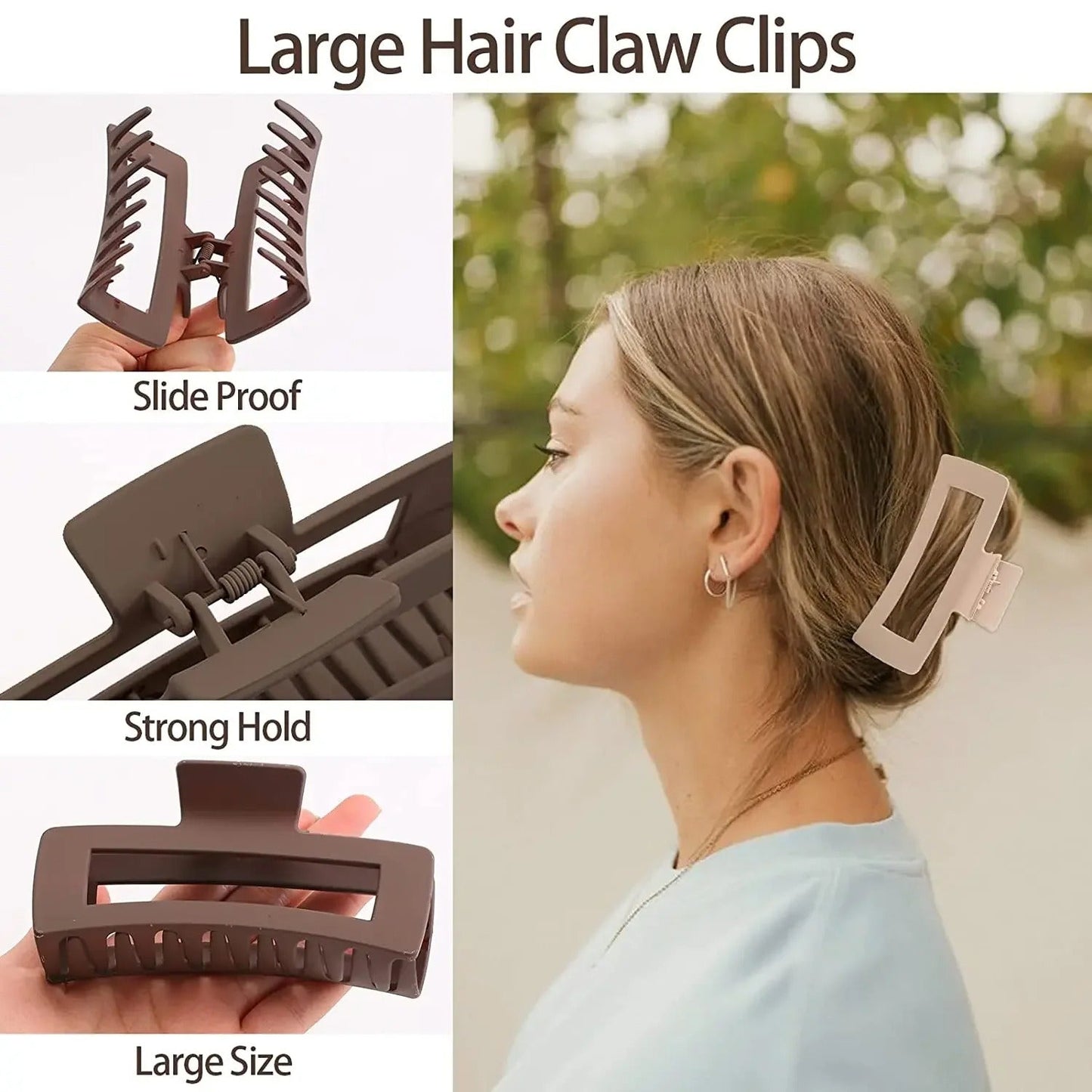 Women Girls Claw Clips Coffee Black Hair Claw